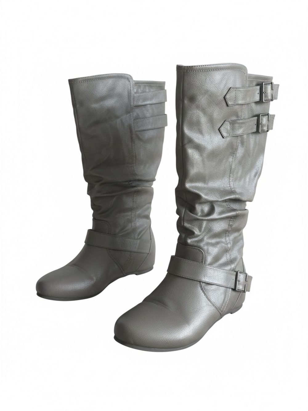 Journee Collection Classic Women's Gray Mid-Calf Buckle Boots New Size 9